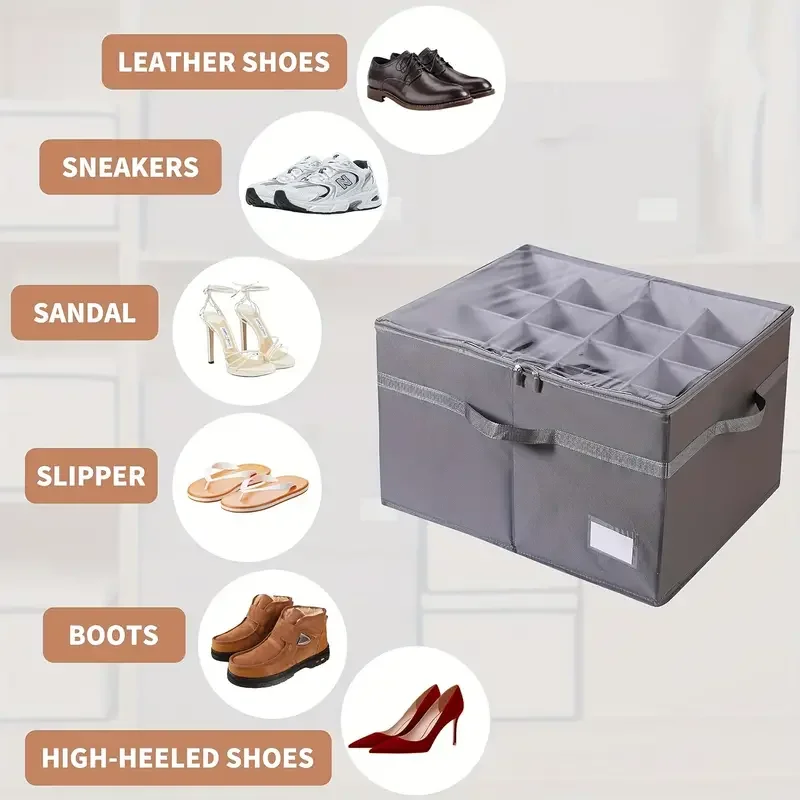 1 set of wardrobe shoe storage box, large shoe box storage container, foldable shoe storage box with bottom support