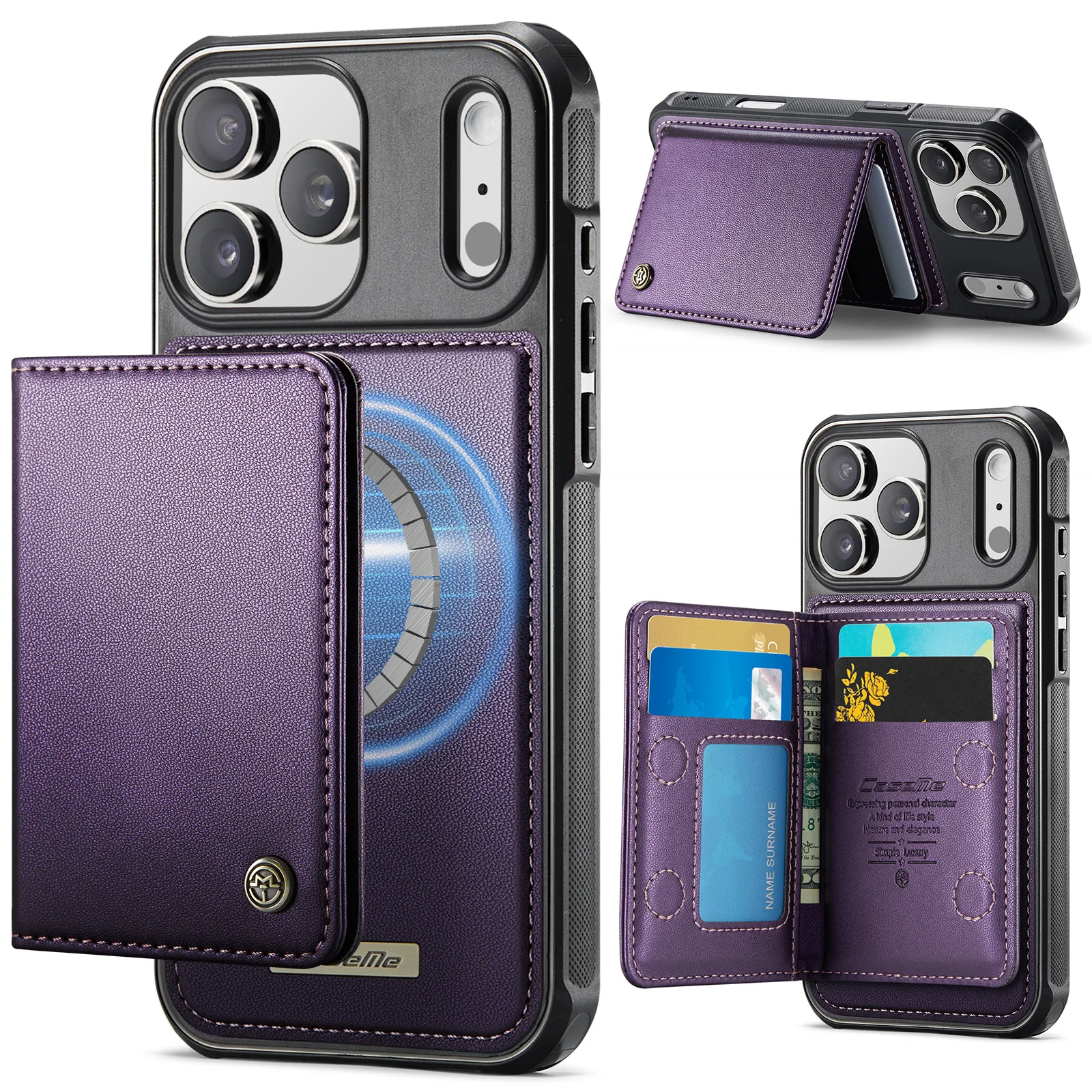 

2 in 1 Detachable Card Solt Business Magnetic Leather Wallet Case For iPhone 17 Pro Max 16 Plus 15 14 13 12 11 Shockproof Cover