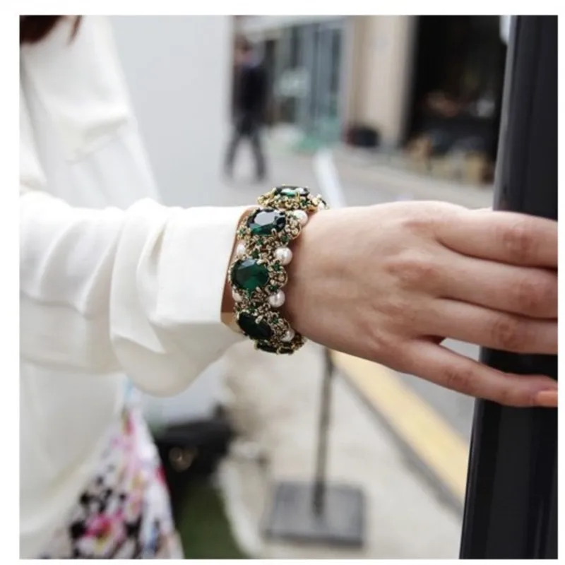 quality Golden green crystal stone bohemia R setro s style bracelets fashion jewelry women weddinglovers gift brand