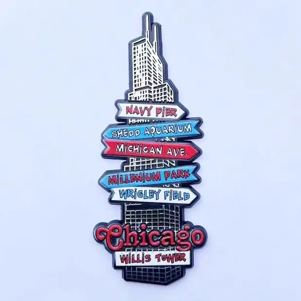 

Chicago Creative Tourism Souvenirs Decorative Crafts Three-dimensional Landmarks Building Magnets Refrigerator Stickers Gifts
