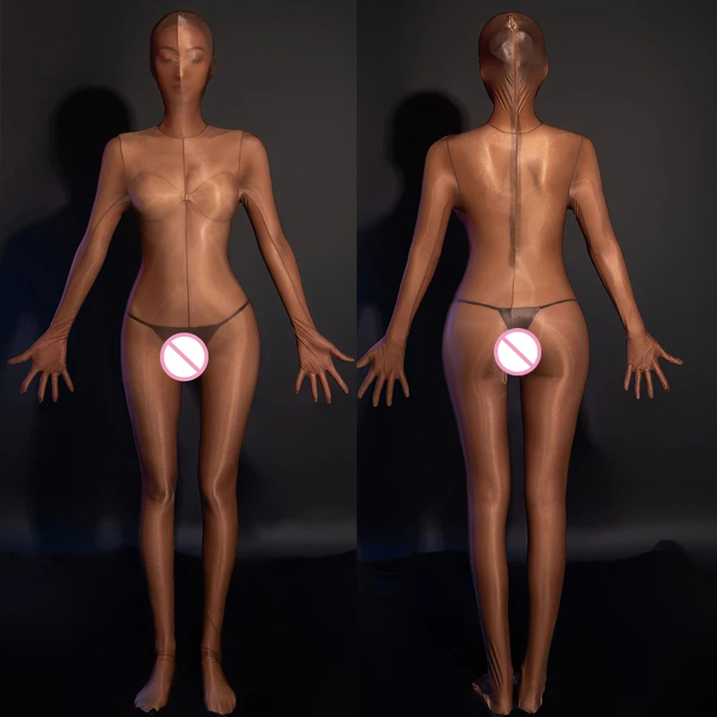 ملابس داخلية مثيرة لامعة لكامل الجسم بدلة شفافة مفتوحة المنشعب بدلة مثيرة للكبار BDSM زي ضيق مرن بدلة Cocoons Catsuits
