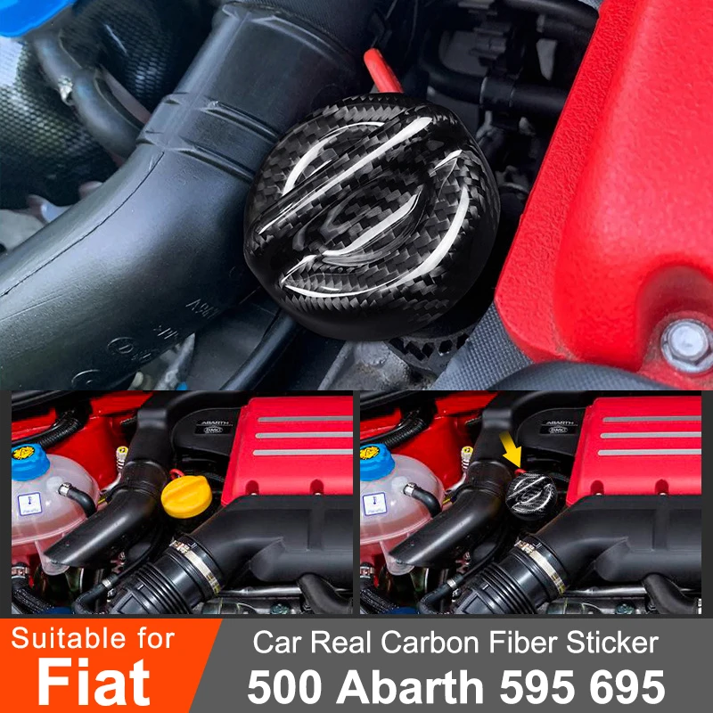 

Для Fiat 500 Abarth 595 695 2008-2024 автомобильная крышка моторного масла из углеродного волокна, декоративная наклейка, аксессуары для модификации интерьера