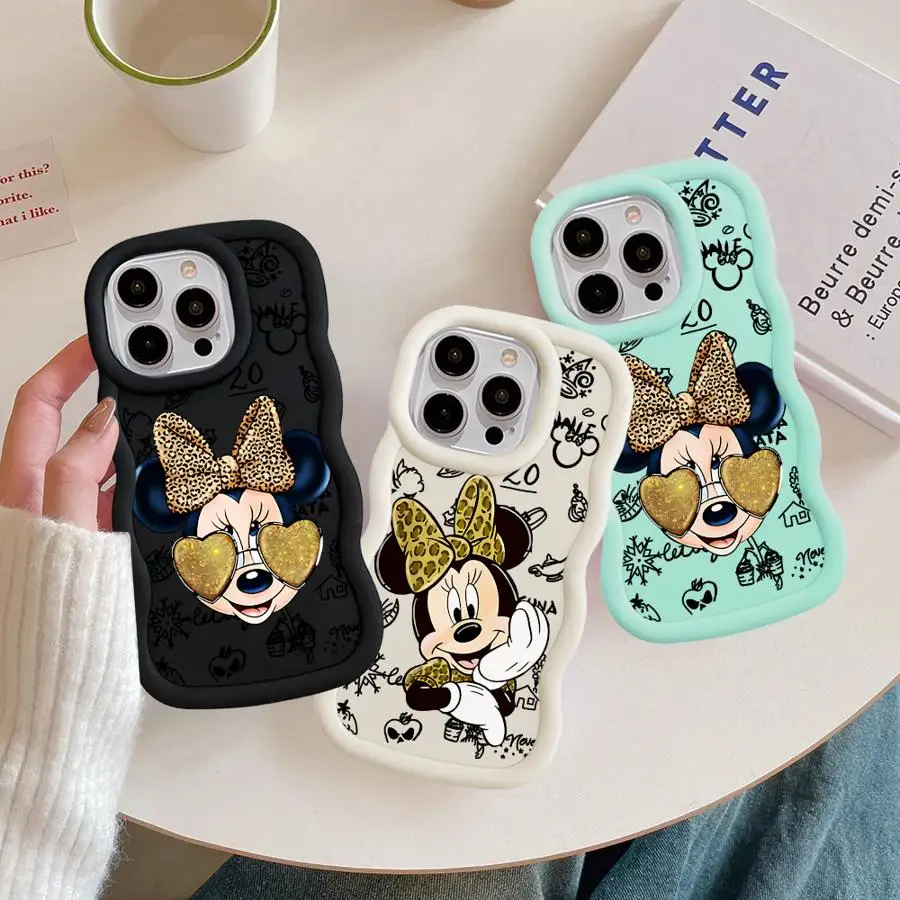 Disney Leopard Print Minnie Cassa Del Telefono per Apple iPhone 11 16 13 15 12 14 Pro Max 7 XR X XS 13 12 Mini 14 Plus 8 Copertura In Silicone