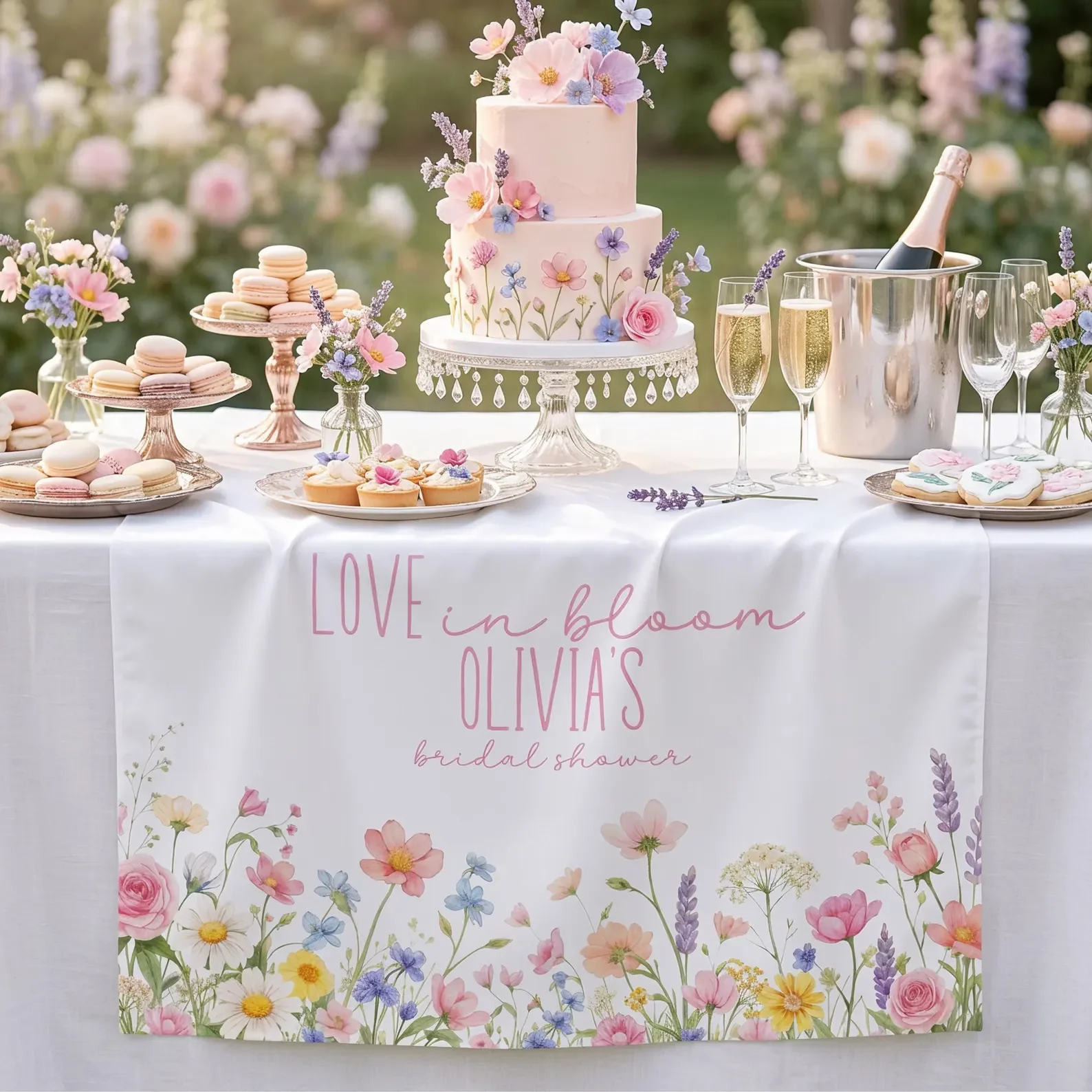 Floral Bridal Shower Table Decorations Love in Bloom Bridal Shower Runners Wildflower Bridal Party Personalized Decorations