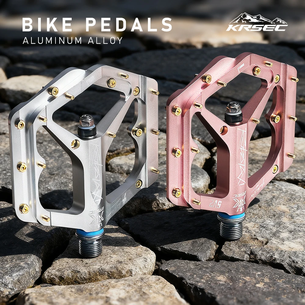 

KRSEC Mtb pedals DU Bearings CNC Aluminum Alloy Anti Slip Flat MTB Road bicycle Pedal Widen Pedals Profession Bike Accessories