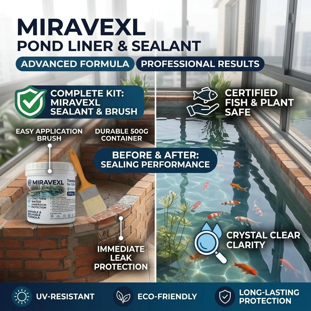 Durable Clear Waterproof Coating for Ponds & Fountains (300g/500g). Safe for Fish, Flexible, Strong Adhesion, Easy DIY Applic