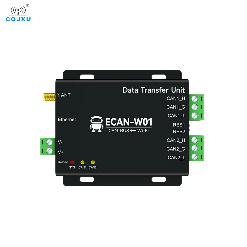 Serial Server CAN2.0 to WiFi TCP Gateway Protocol Conversion Dual Channel Port Isolation COJXU ECAN-W01 CAN-BUS to WiFi AP/STA