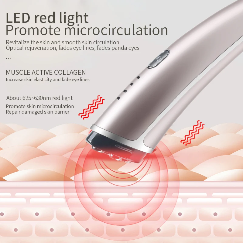 KSKIN LED Red Light Eye Massager Vibration Wrinkle Anti-Ageing Eye Massage Dark Circle Removal EMS Beauty Face Eye Care Pen