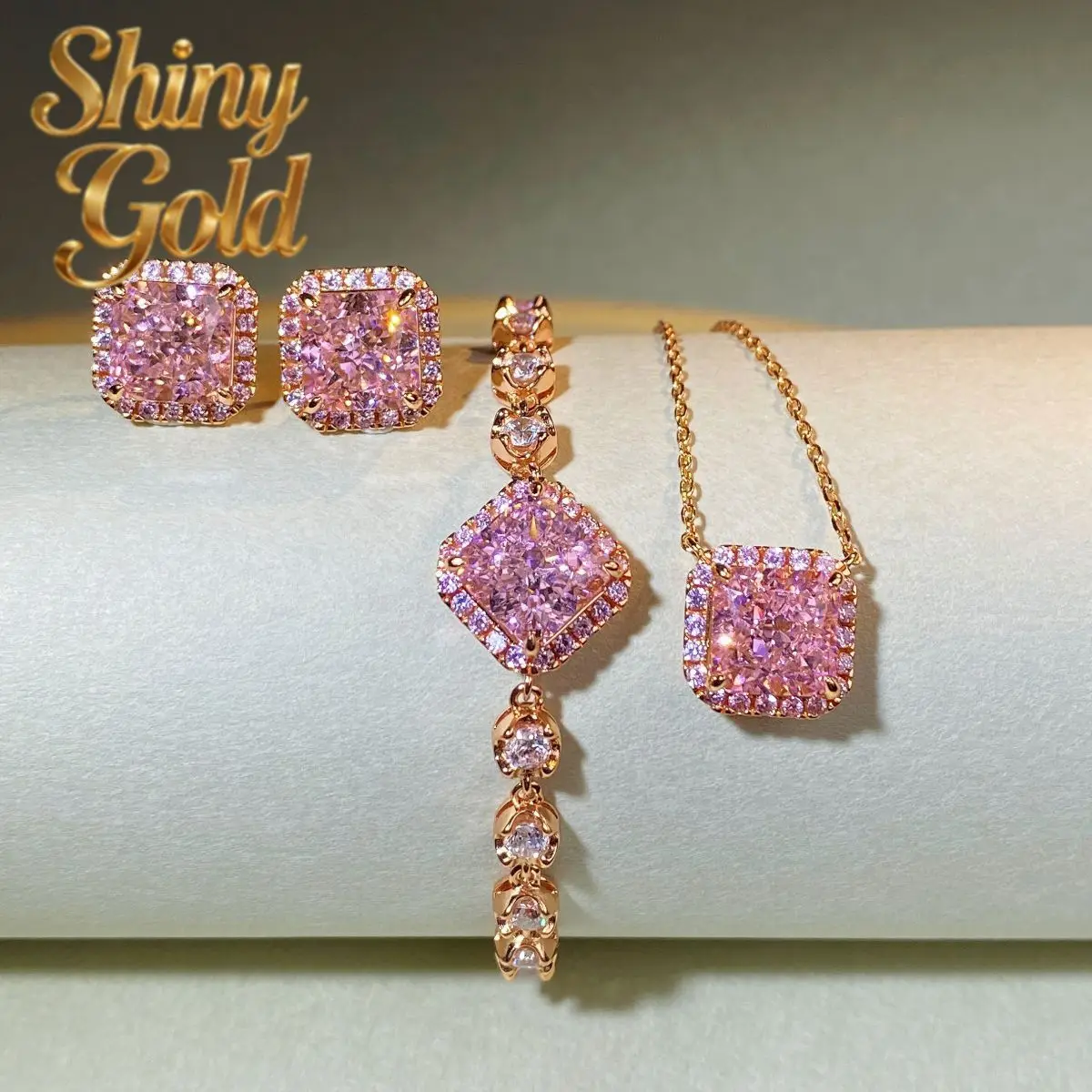 

Роскошный женский кулон ShinyGold из 100% настоящего 18-каратного золота с бриллиантами, дизайн «Ледяной цветок» (Красный цветок), ожерелье-подвеска