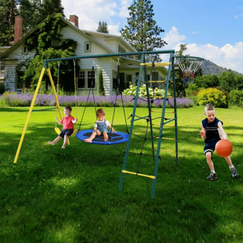 Sets For Backyard Swing Set For Kids Outdoor Backyard Playground Swing Set With Ladder And Basketball Hoop Amusement Equipment