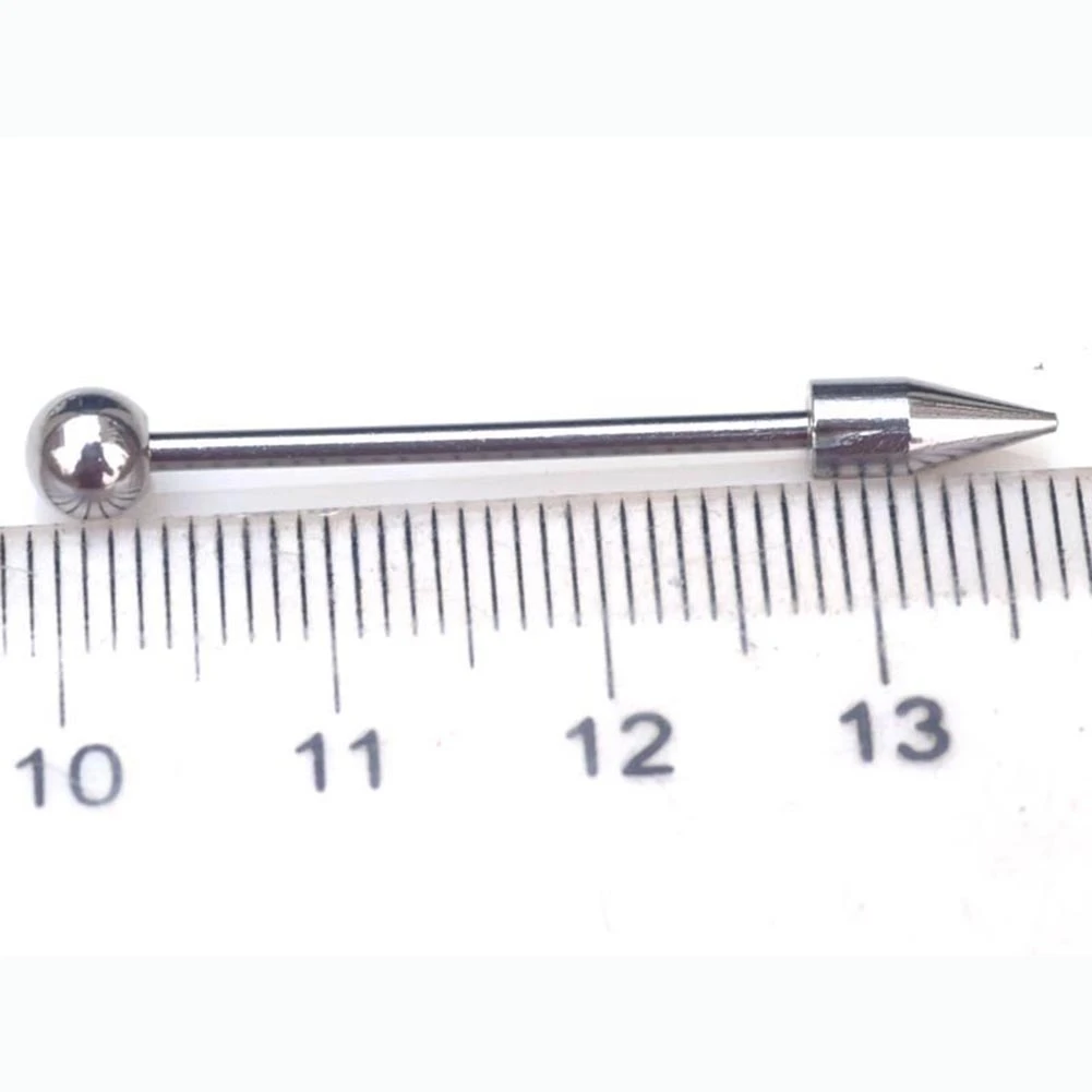 10pcs Silver Tongue Ring Set, Body Piercing