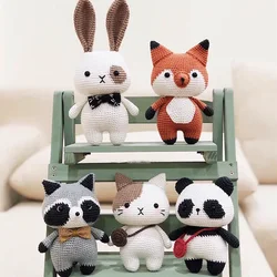 Knitting Diy Handmade Materials Pack Wool Crochet Doll Cute Rabbit Raccoon Cat Send Children Gift Materials Accesorios Crochet