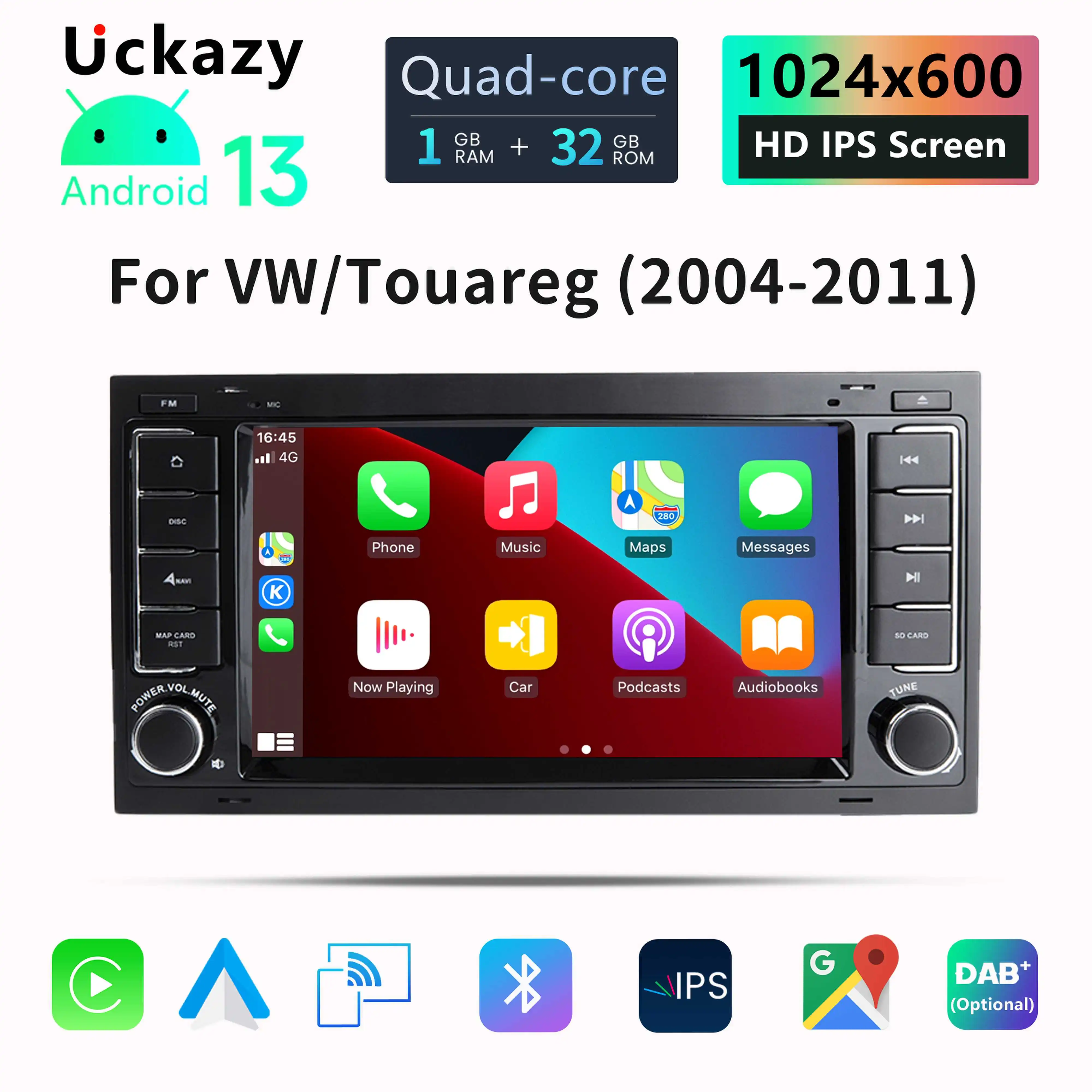 Uckazy 8 Core 2 Din Android 13 Car Radio For VW/Volkswagon/Touareg/transport T5 2004-2011 Multimedia GPS Audio Navigation Stereo Head Unit Carplay RDS DSP 8GB 64GB 4G Wifi