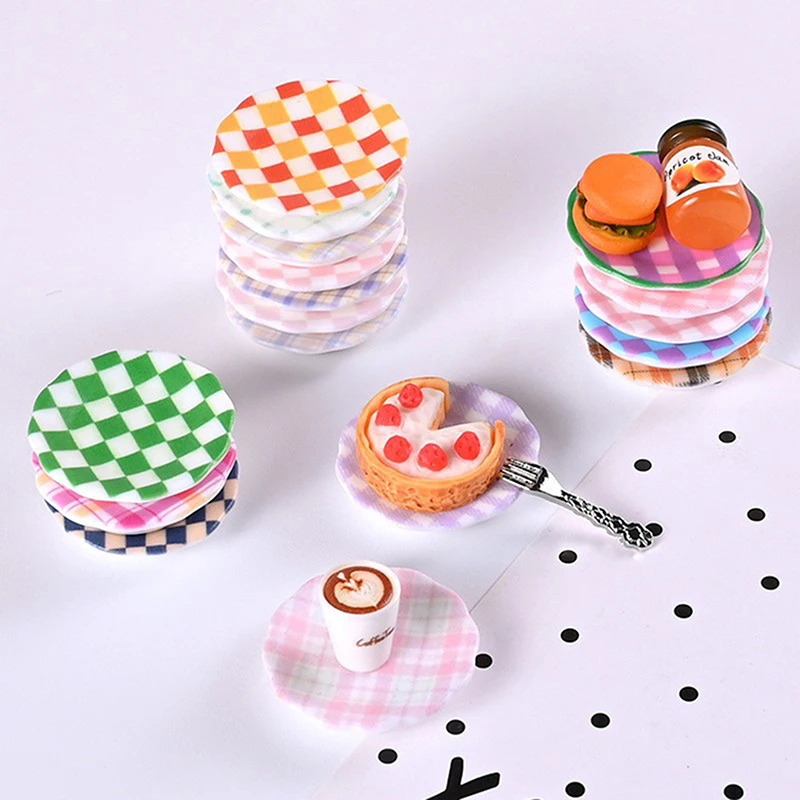 10 Pcs Mini Resin Food Dishes Tableware Miniature Doll House Accessories Dollhouse Trays Plates Doll Kitchen Toys