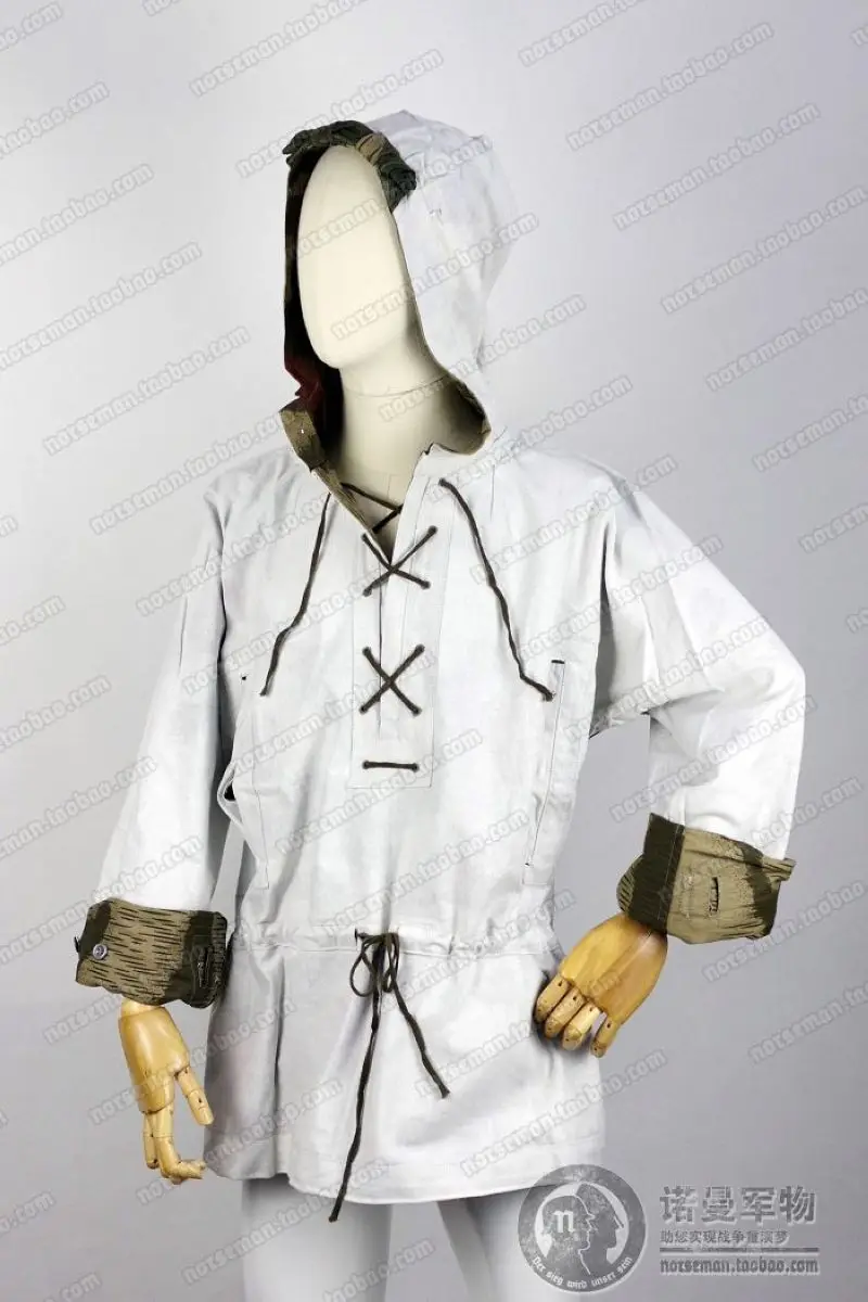 Reproduction Cosplay WW2 German WH Tan Water Camouflage and Splinter Pattern Camouflage Sniper Blouse White Reversible Smock