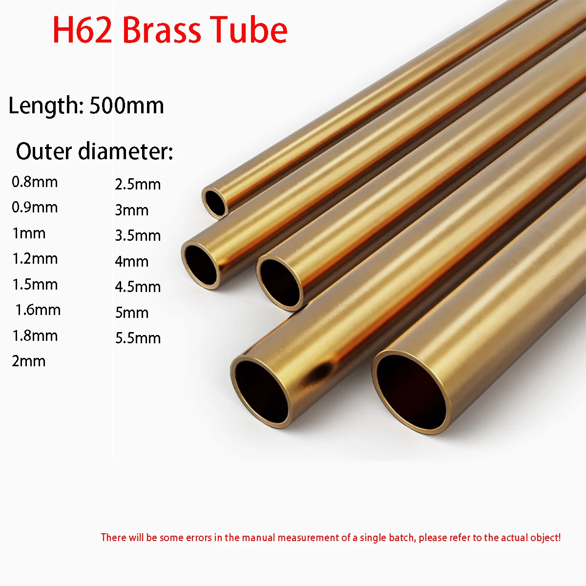 Латунная трубка Od0,8-5,5 мм Длина 500 мм Круглая труба из латунного сплава Прямая маленькая тонкая трубка H62