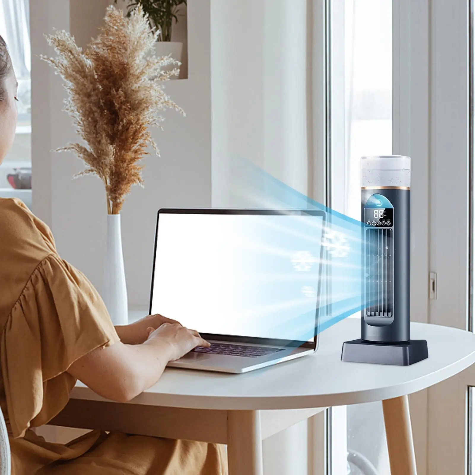 

Башенный вентилятор, портативный умный вентилятор для спальни, бесшумный портативный вращающийся вентилятор-кулер для домашнего офиса, общежития, спальный стоячий