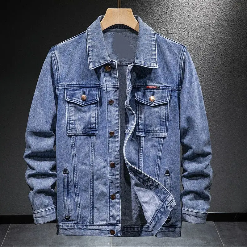 GELITAYIN Male Jean Coats Oversize Warm Black Padded Men's Denim Jacket Outwear Japanese Retro Vintage Casual Y2k High Quality L