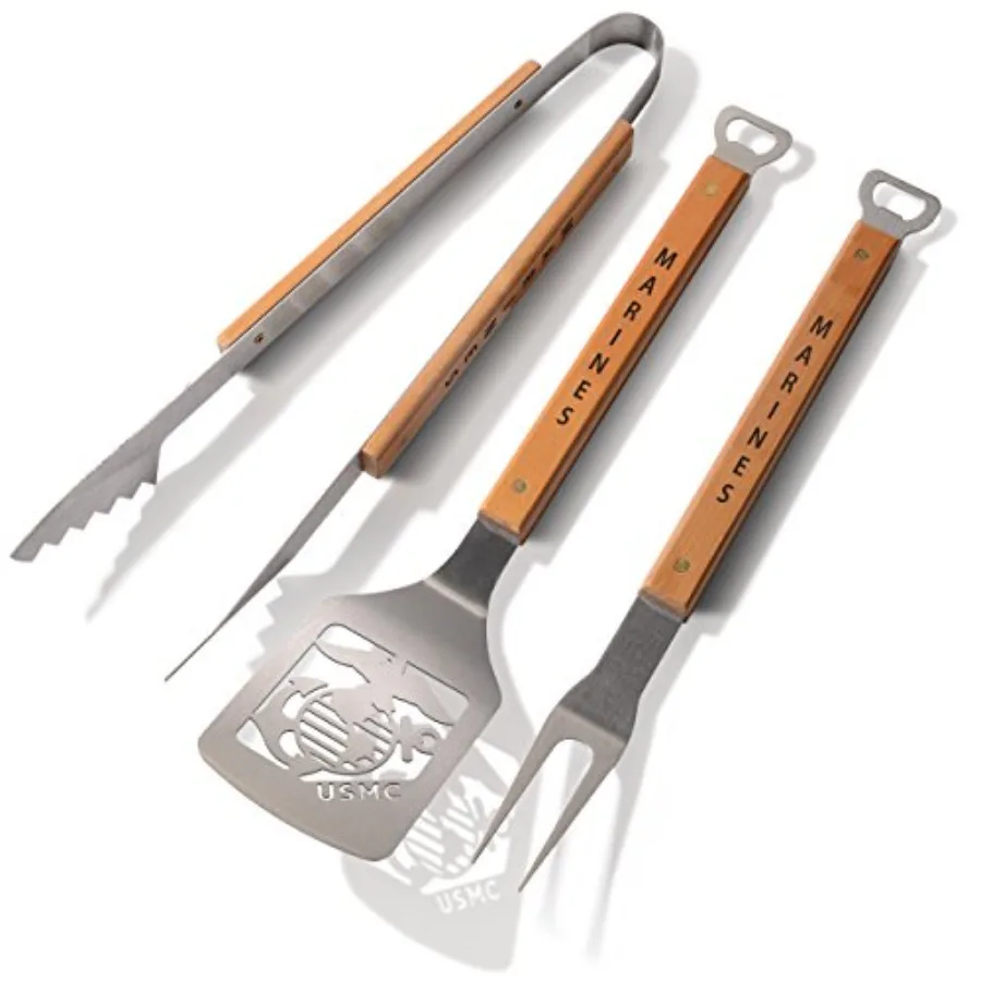 

Universal Classic Series 3pc BBQ Grill Set for outdoor cooking, stainless steel, black, heat-resistant and ergonomic design