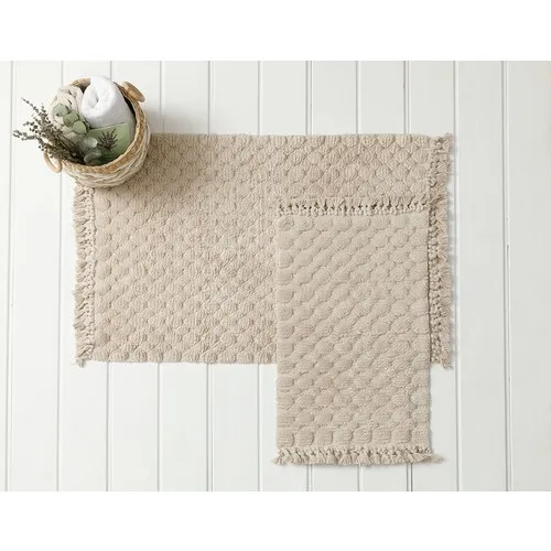 English Home Bubbles Cotton 2'li Bath Mat Set Beige