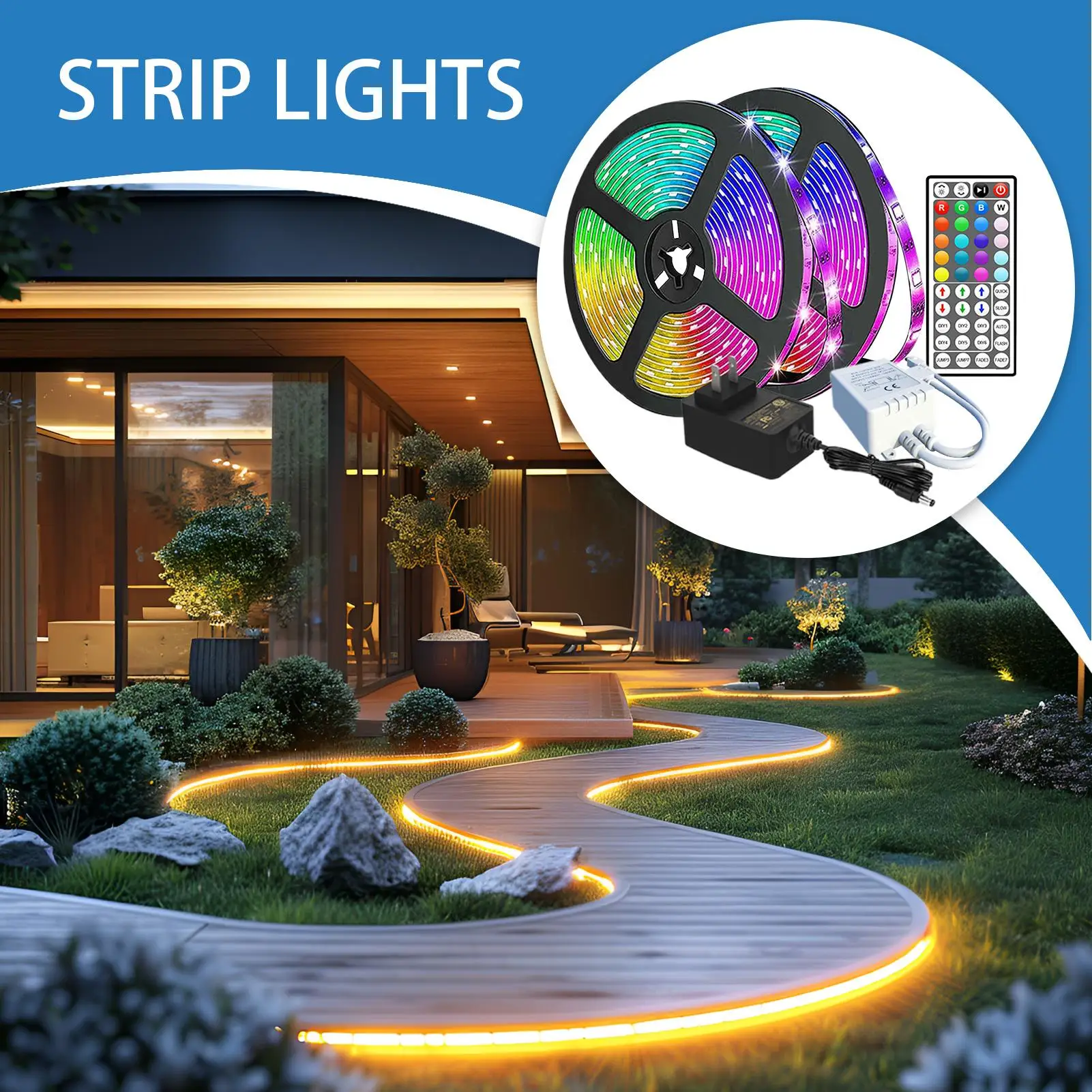 Multi Color LED Light Strip Remote Control Flexible Adhesive Backing 2m Indoor Bedroom LED Tape Lights For Living Room Ceiling