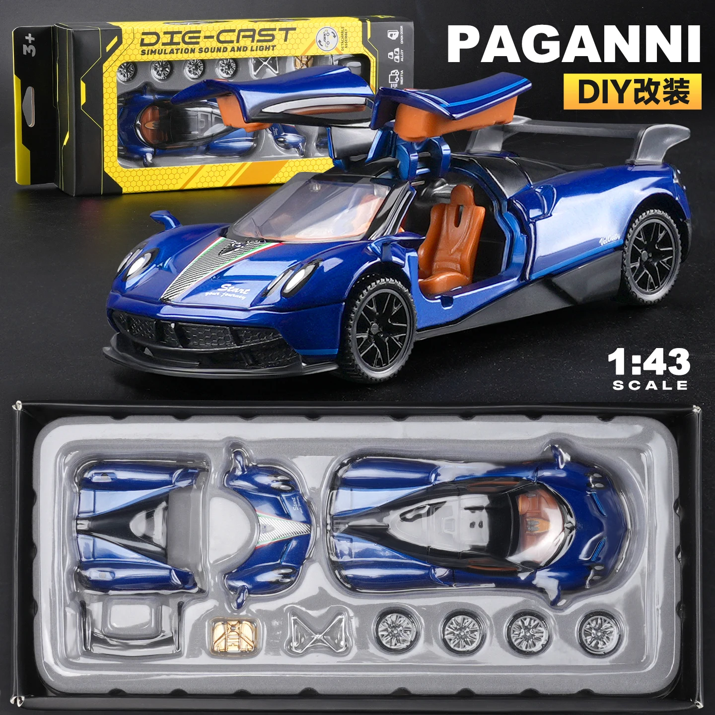 

1:43 Pagani Zonda R AE86 Alloy DIY Car Model Removable modified car Super Car Model Children Boy Diecast Toy Vehicle Miniature