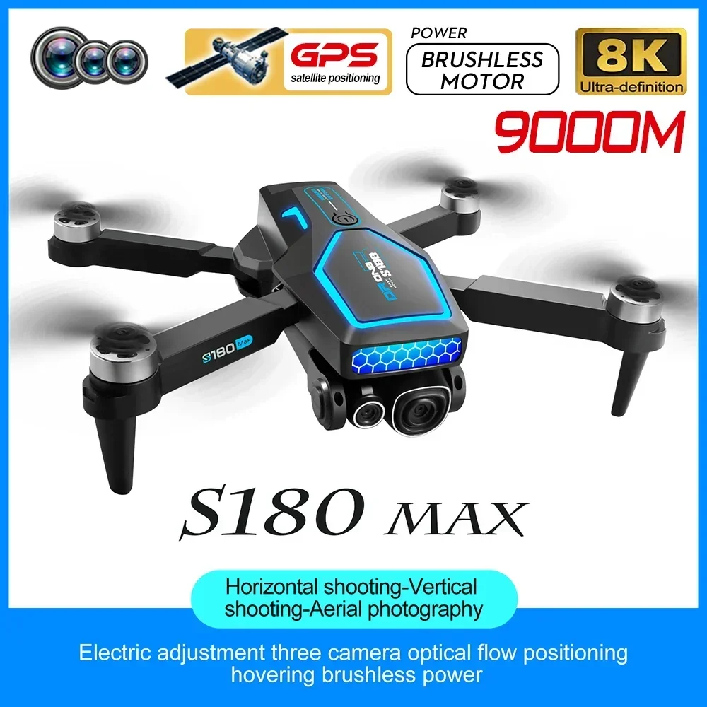 S180 GPS 드론 5G 와이파이 8KHD 듀얼 ESC 카메라, 광학 흐름 360 ° 장애물 회피 브러시리스 모터, RC 접이식 쿼드콥터 완구, 신제품 