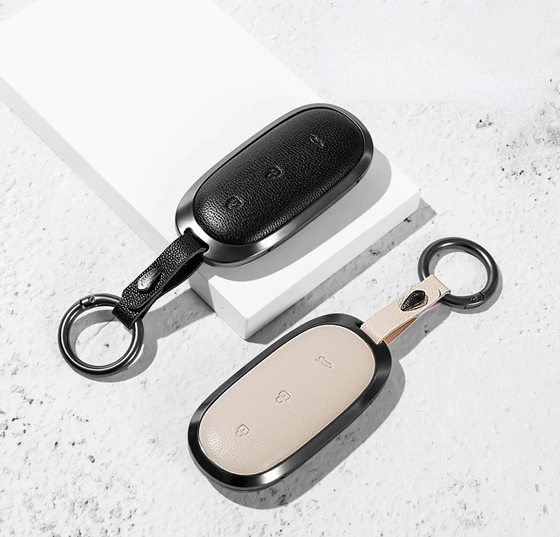 Car Key Protection Cover Suitable for Li L6  L7 L8 L9 Zinc Alloy + Sheepskin Leather  Car Remote Key Case Cover