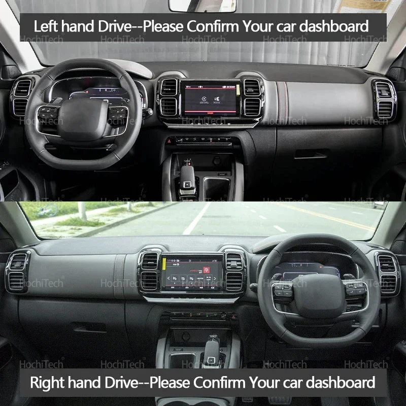 For Citroen C5 Aircross 2017-2021 Suede Leather Dashmat Dashboard Cover Black/Brown Instrument Panel Sunscreen Pad Accessories