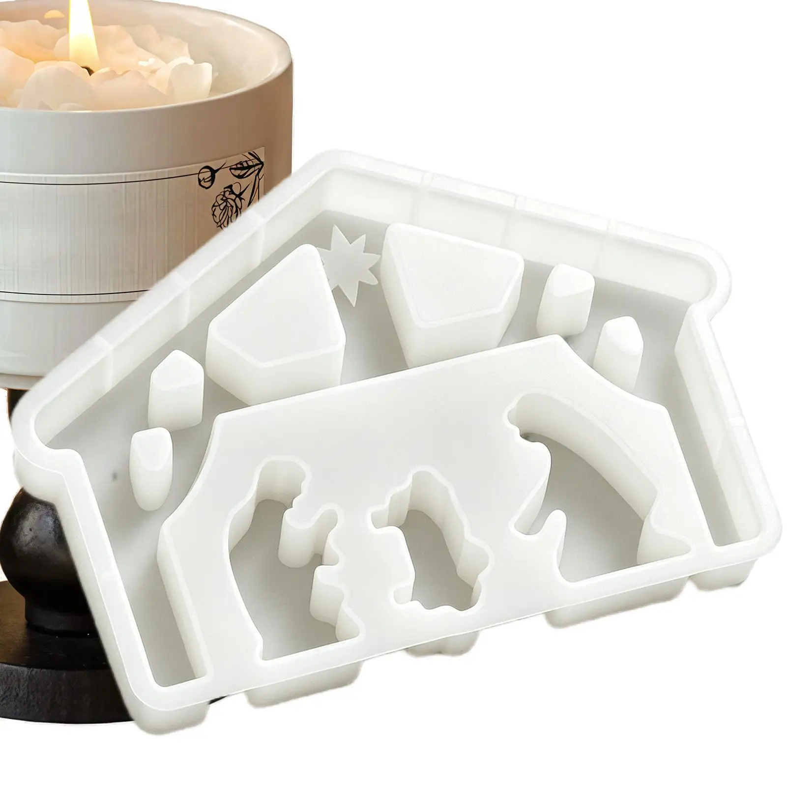 Christmas Molds Silicone Non-Stick DIY Funny Nativity Scene Craft Supplies Holy Family Silicone Christmas Molds For Epoxy Wax