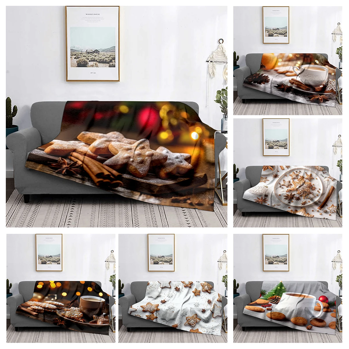 

Home decoration plush Throw Sofa blanket Bedspread bed fluffy soft blankets decor Plaid Modern morandi winter Merry Christmas