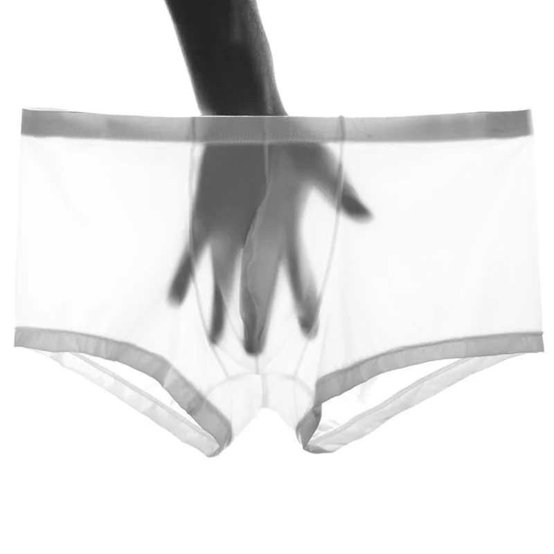 

Men's ice silk boxer shorts thin semi-transparent underpants breathable low-waisted