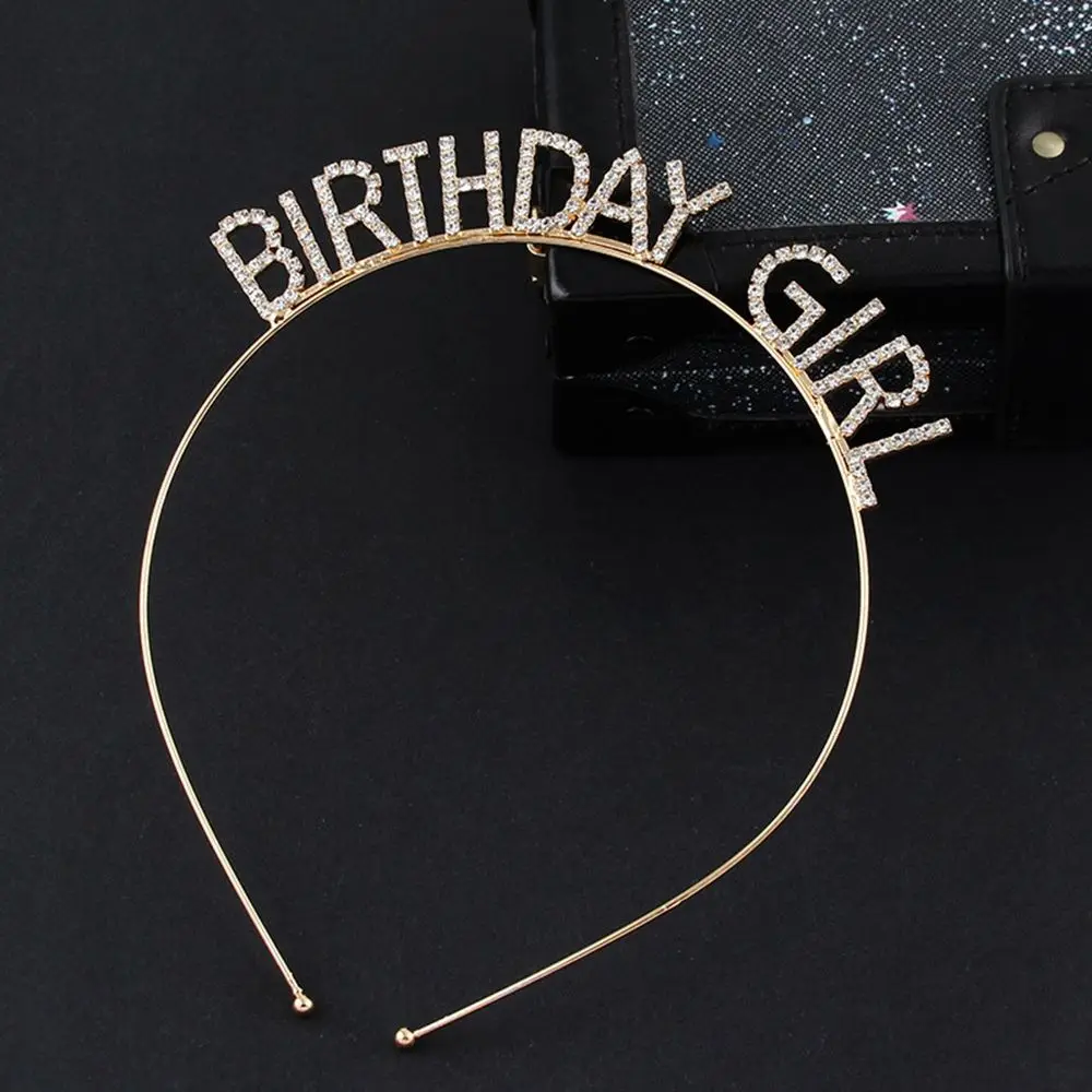 

Sweet Letter Birthday Decoration Queen Alloy Rhinestone Crown Female Jewelry Happy Birthday Headband Korean Style Hair Hoop