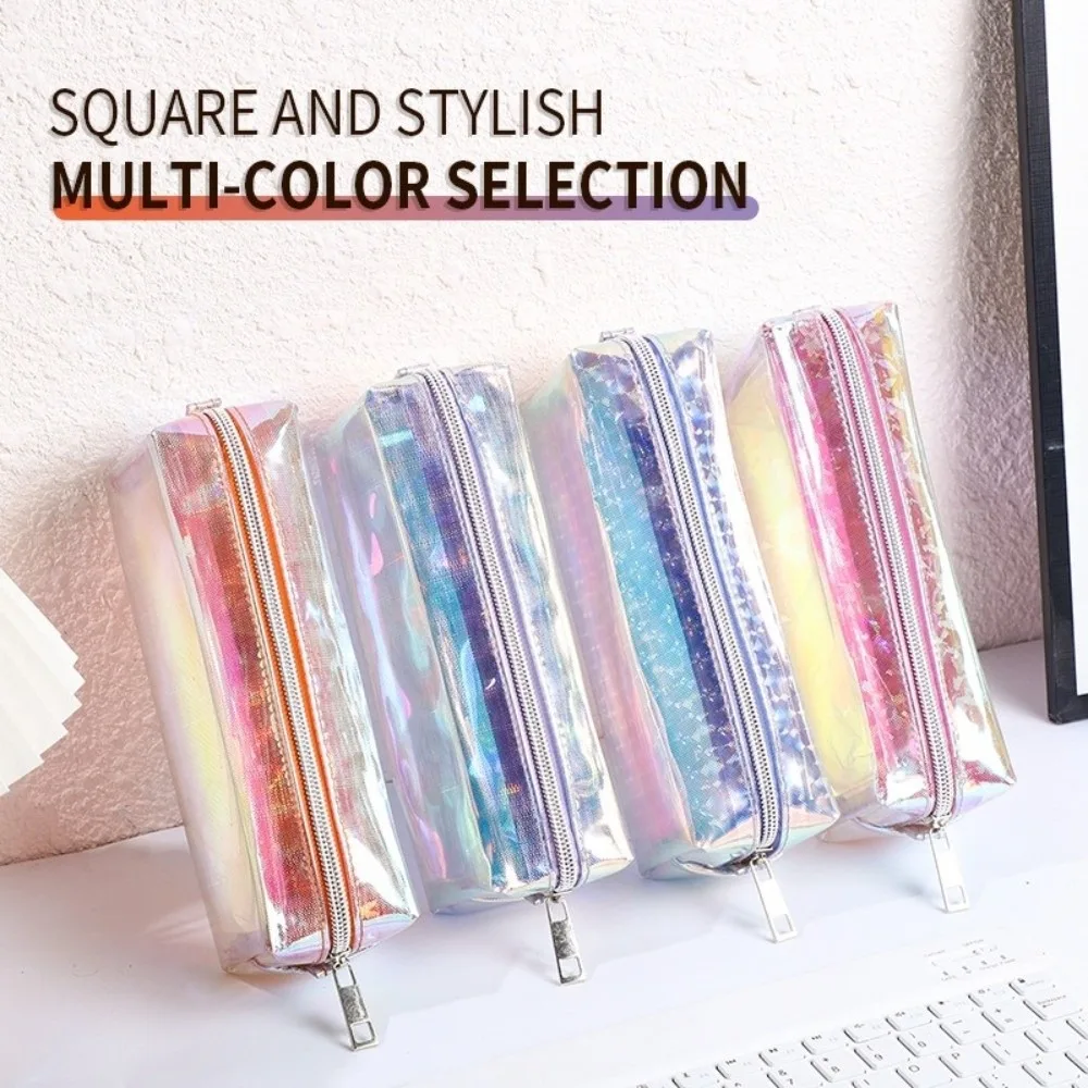 Multifunktionales TPU-Federmäppchen, glänzend, transparent, holografisch, Laser-Federmäppchen, Schreibwaren-Aufbewahrungstasche, Geschenk