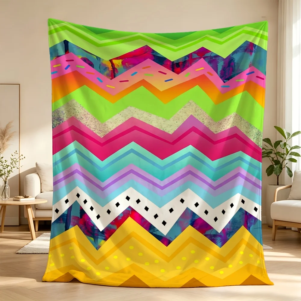 Ultimate Vibrant Geometric Zigzag Throw Blanket 150x200cm Large Rainbow Pattern Decorative Sofa Couch Bed Cover