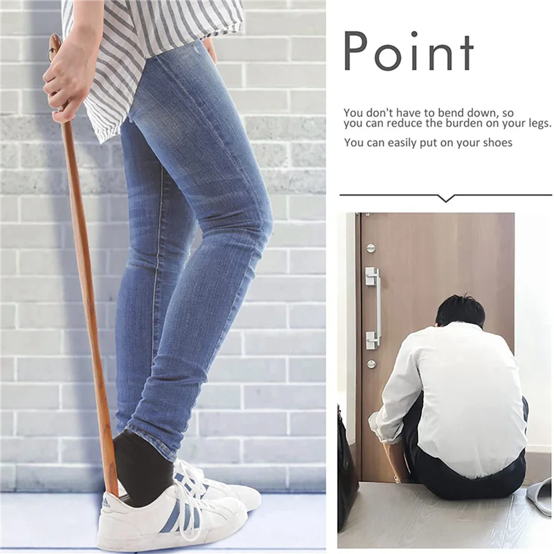 【SEE】3X لبيسة الحذاء الطويلة التي لا تنحني الخصر، قرن الحذاء الخشبي الطويل 75 سم من الخشب الحبوب الخشبية العصرية #2