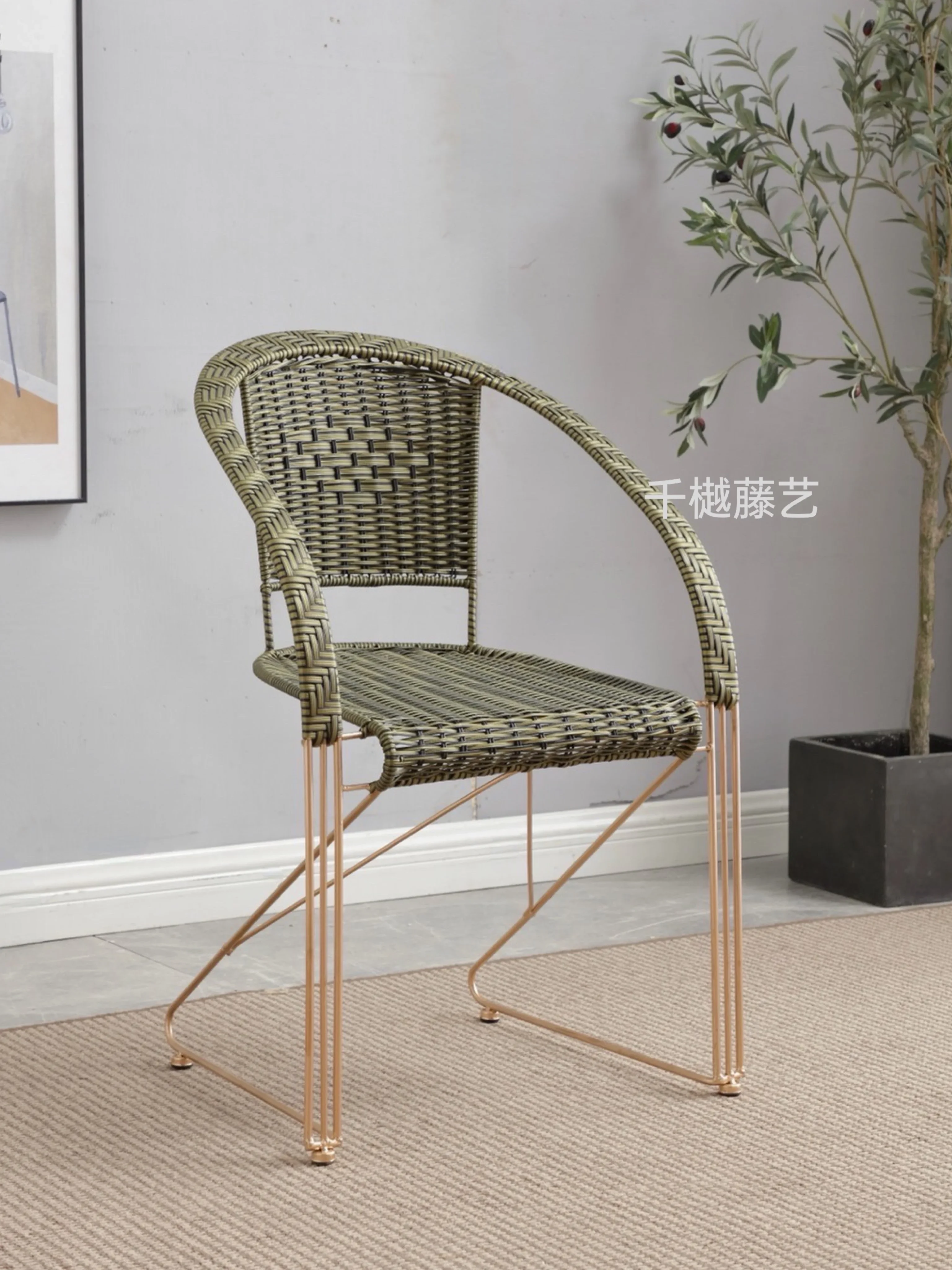 Reinforced rattan chair woven bounce chair single office household balcony indoor computer  mahjong  leisure back