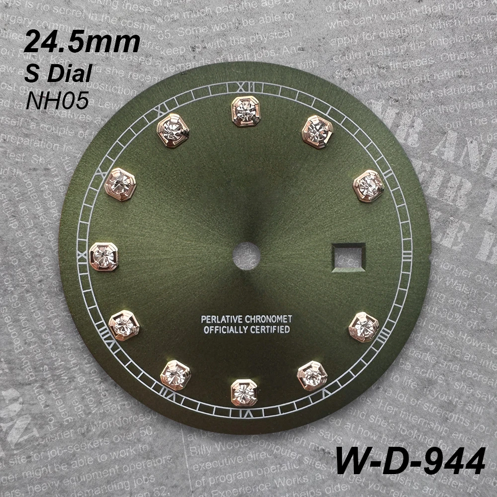 24.5 mm S Logo Diamond Dial Suitable For NH05 Japan Movement Sunburst High Quality Watch Modification Accessories