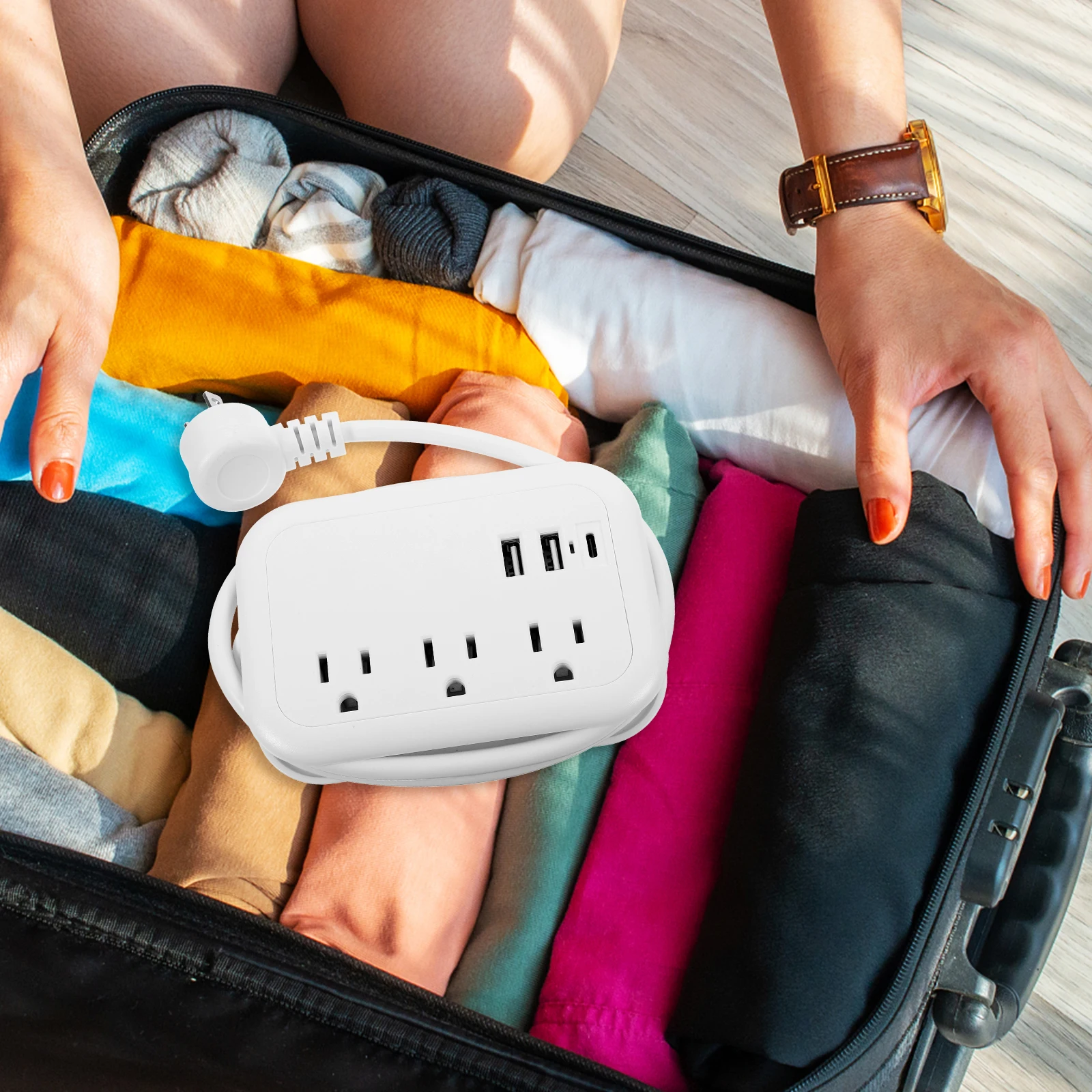 

Портативная дорожная розетка, удлинитель, розетка для кемпинга, USB-панель, 3 отверстия, безопасная защита от напряжения, быстрая зарядка, электрооборудование