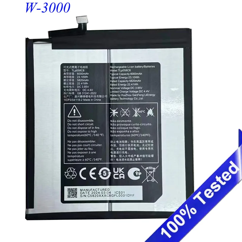 Full 6000mAh battery For Alcatel TLp058C8 high-capacity with new built-in Battery Panel