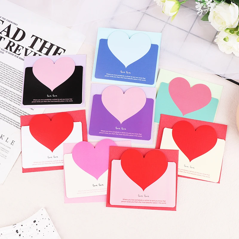 10Sets 3D Heart Fold Handwritten Paper Best Wishes Greeting Cards Love Postcard Wedding Invitation Cards For Wedding Party