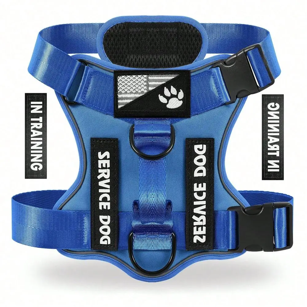 

Reflective Dog Vest Harness With 5 PCS Patches, Adjustable Soft Oxford Pet Harness, Inner Layer Mesh, Easy To Control For Dogs