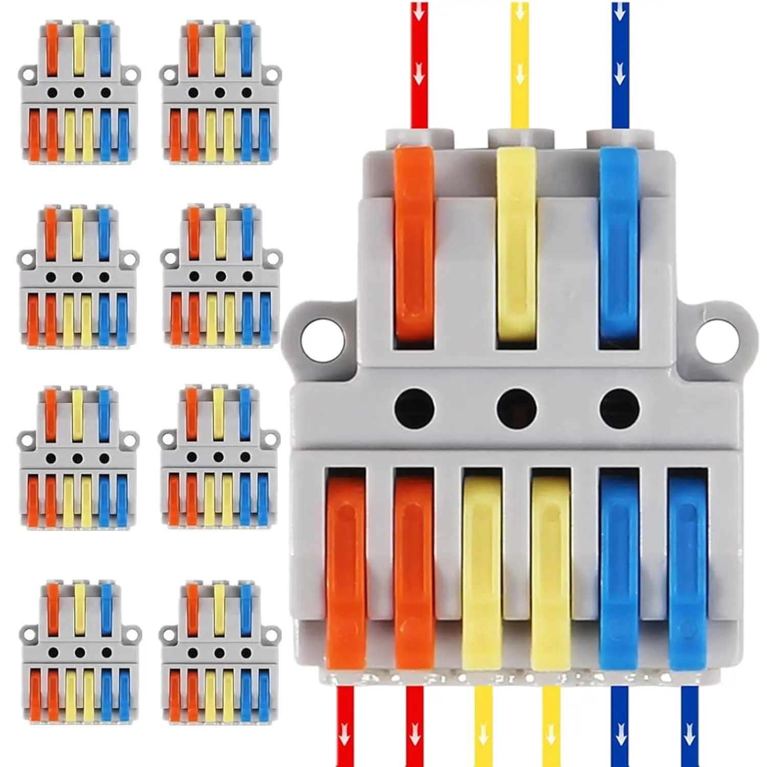 

Lever Wire Connectors, 3 in 6 Out Quick Wire Connectors, Electrical Lever Nuts Wire Connectors Push-in Conductor Terminal Block