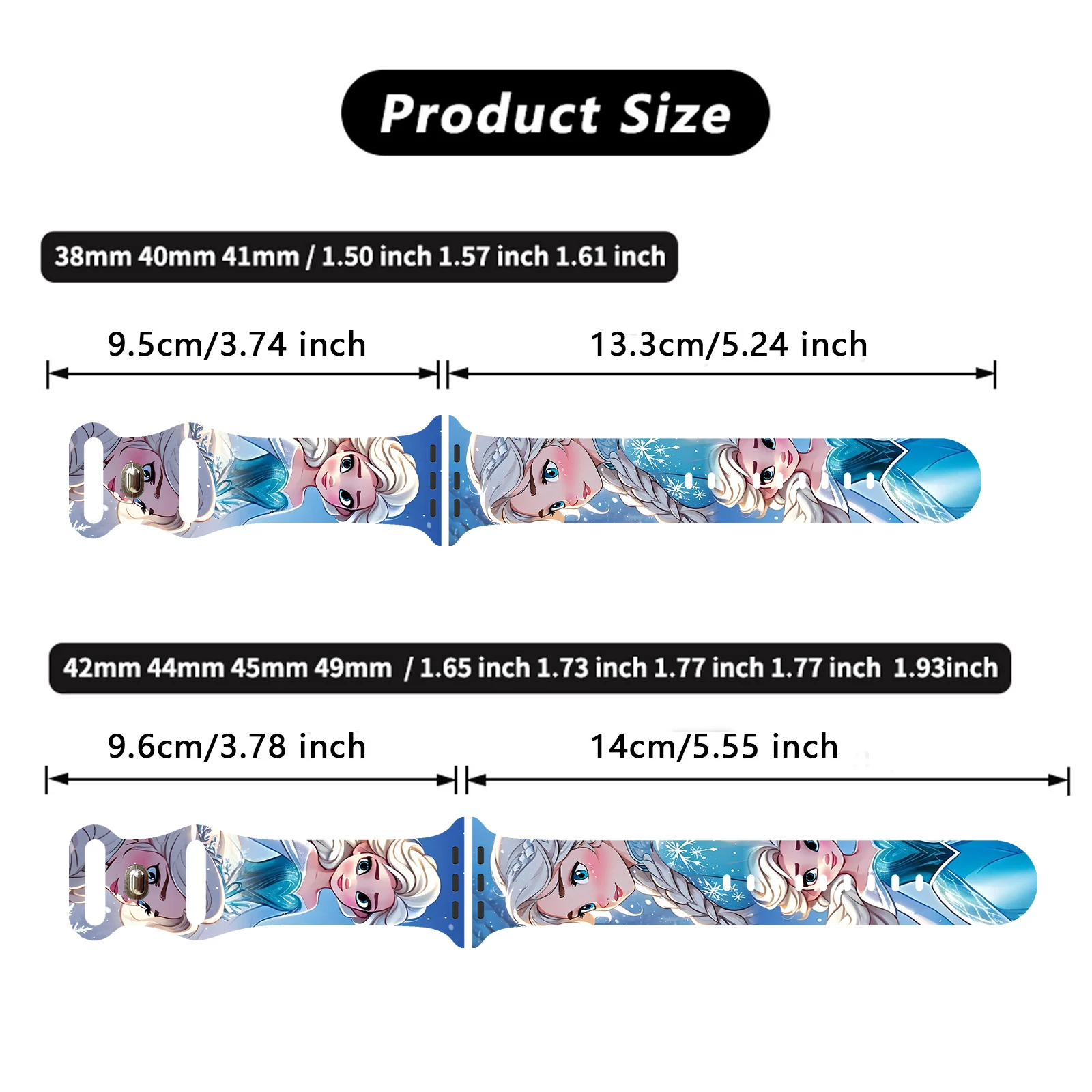 Disney Magic Frozen Printed Strap for Apple Watch 11 10 9 Silicone Band Replaceable Bracelet for iWatch 46/44/42/41mm Watchband
