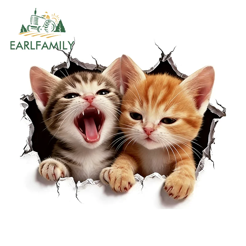 

EARLFAMILY Brainless And Unhappy Tear Cat Car Accessories Kawaii Stickers Vinyl Surfboard JDM Funny Decal Trunk Windows Decor