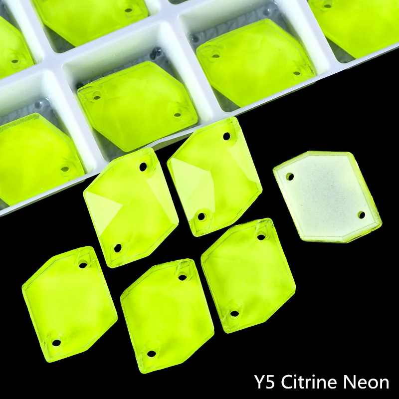 OLeeya K9 Glas Neon Fluoreszierende Kosmische Näh-Strass-Steine mit Kanten und Abschrägungen zum Aufnähen für Kleidung und Accessoires – Detail 4