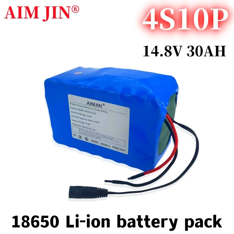 

4S10P 14,8 V 30Ah 444Wh 18650 литиевый аккумулятор с BMS для инвертора, интеллектуального робота, мощное оборудование и т. д.