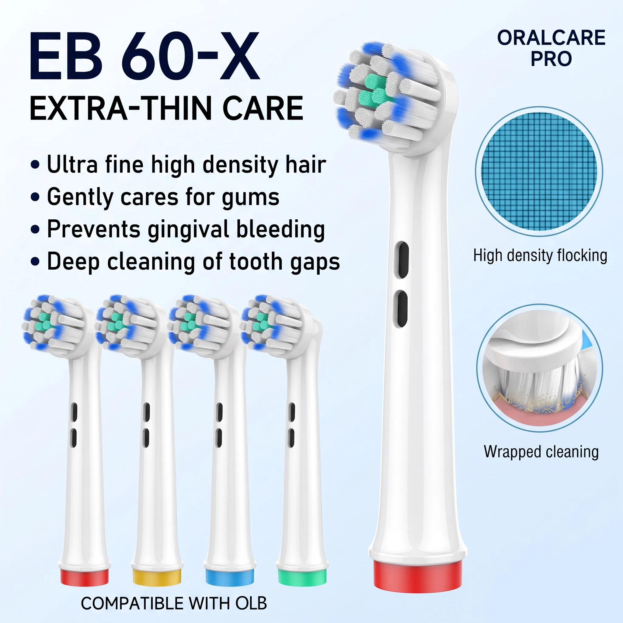 Compatible with Oral-OLB Replacement Brush Heads Extra Soft Ultra Fine Bristles Electric Toothbrush