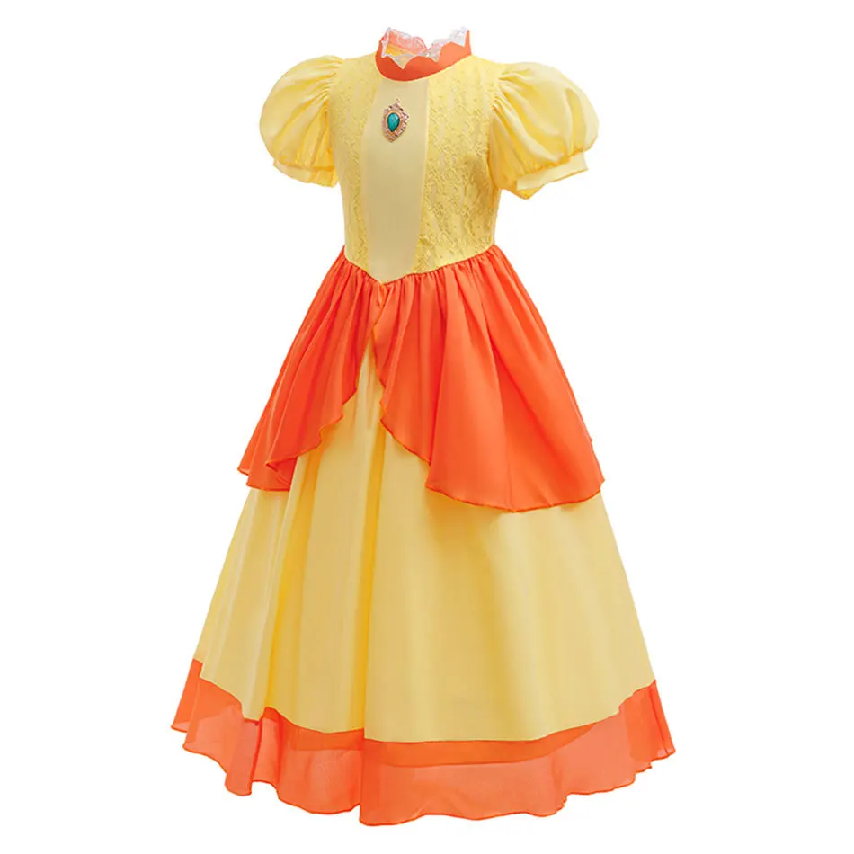 Daisy Yellow Lace Princess Dress Girls Halloween Carnival Cosplay Clothes Kids Birthday Party Charm Costume Children Fancy Frock
