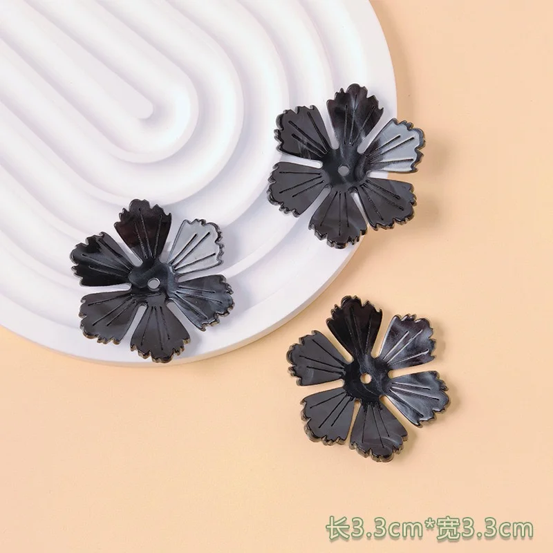 New style 50pcs/lot 33mm color print cartoon flowers shape acrylic floral diy jewelry garment hair accessory